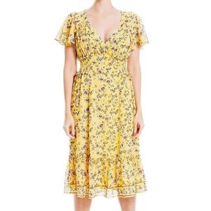 Max Studio Women's Flounce Sleeve V Neck Dress NWT